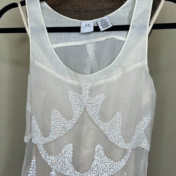 BNWOT A|X Armani Exchange Set Silk Cami, Sequin Layered Top with Hair Clip - Picture 3 of 15